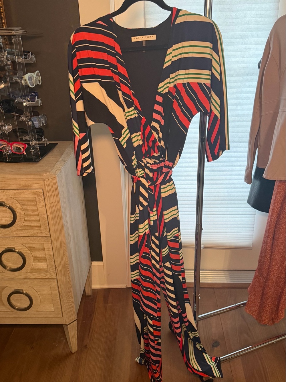 Trina Turk Small Multicolor Stripe Jumpsuit Wide Leg Resort Wear